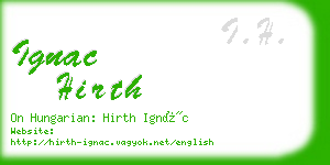 ignac hirth business card